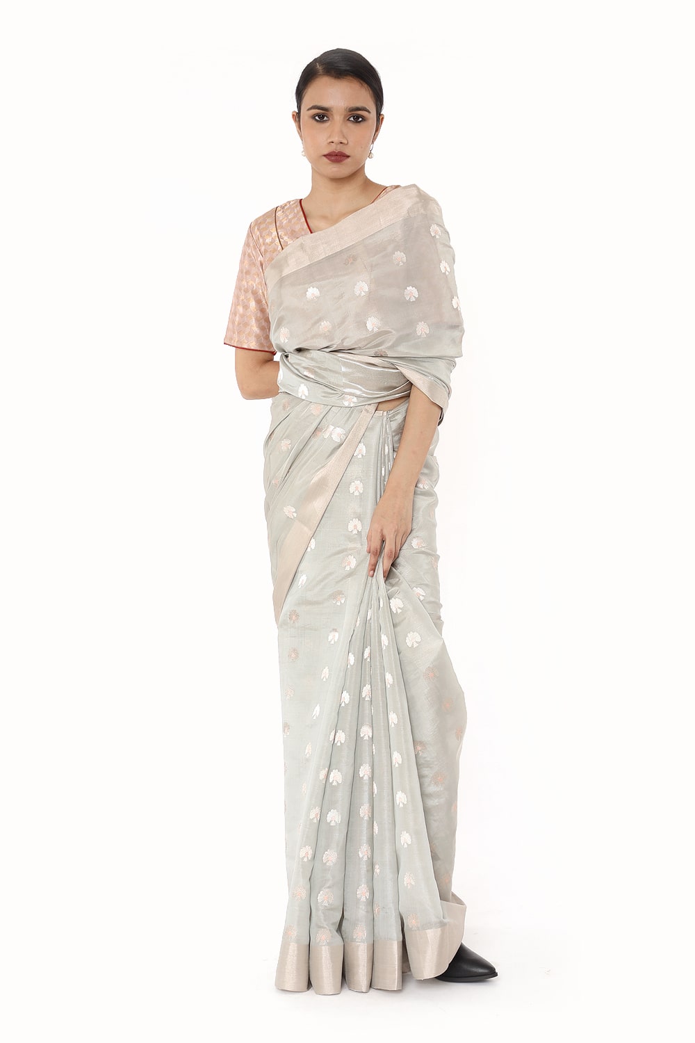 BOA - Grey Silk Tissue Saree
