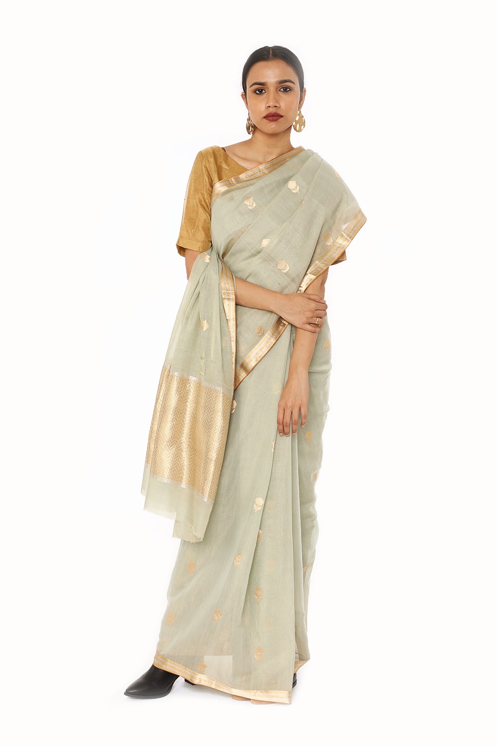 BOA - Sea Green Cotton Tissue Saree