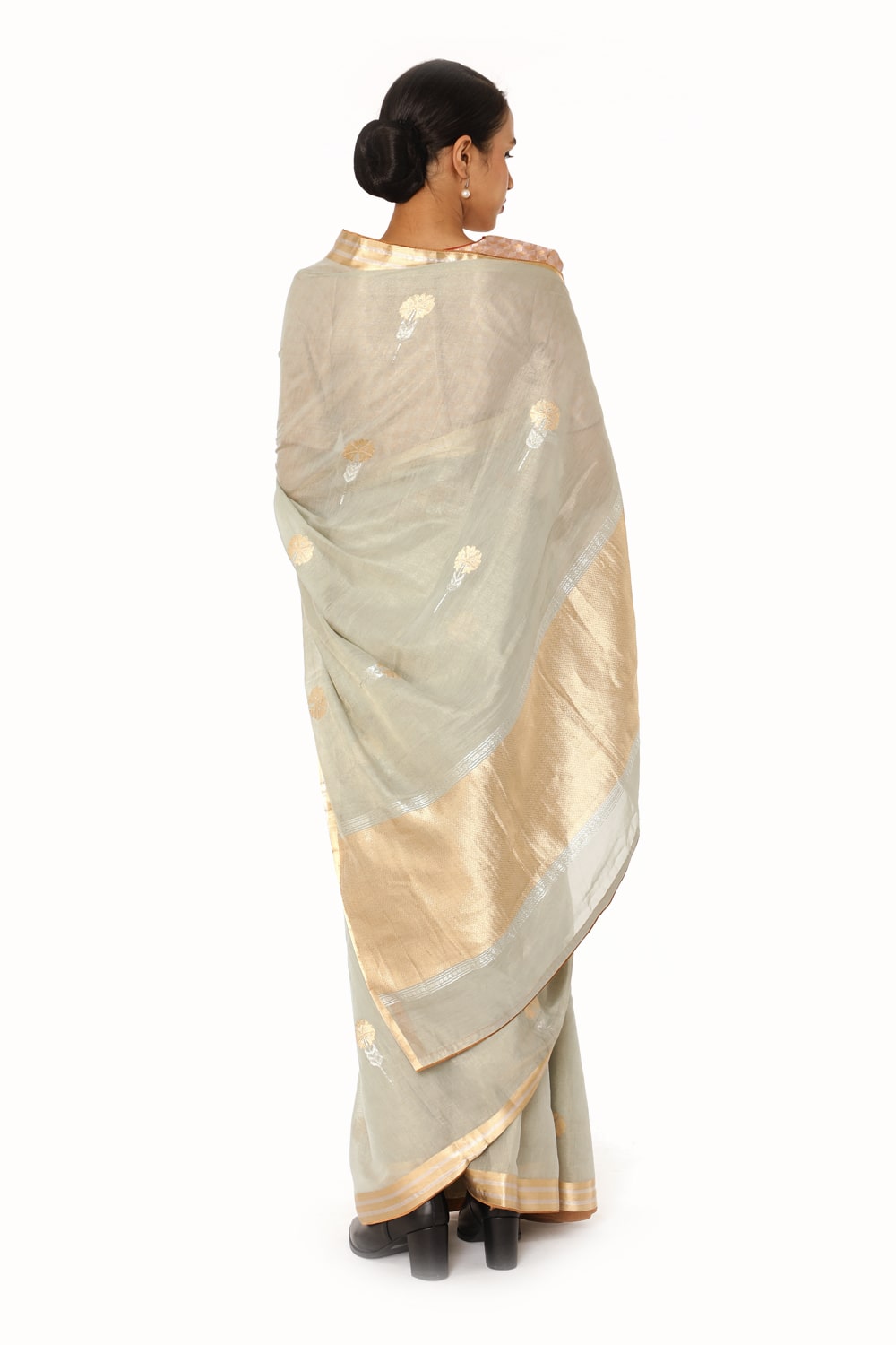 BOA - Grey Cotton Tissue Saree
