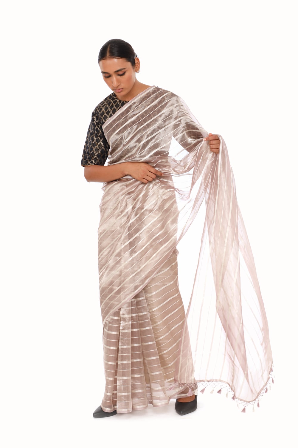 BOA - Mauve Organze Tissue Saree