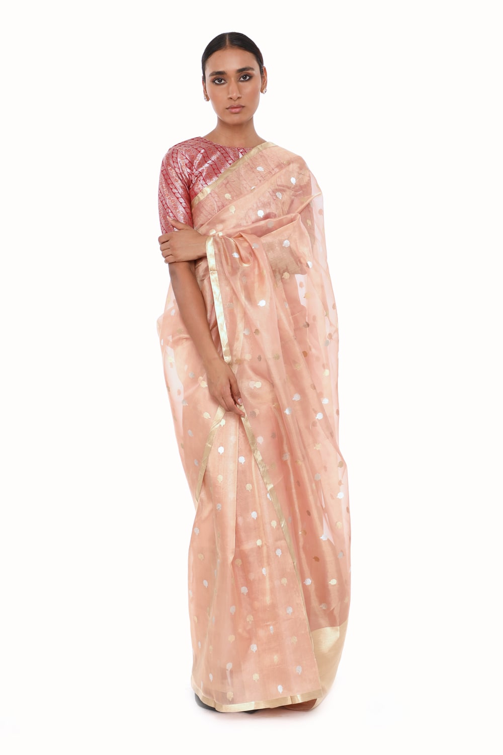 BOA - Peach Organze Tissue Saree