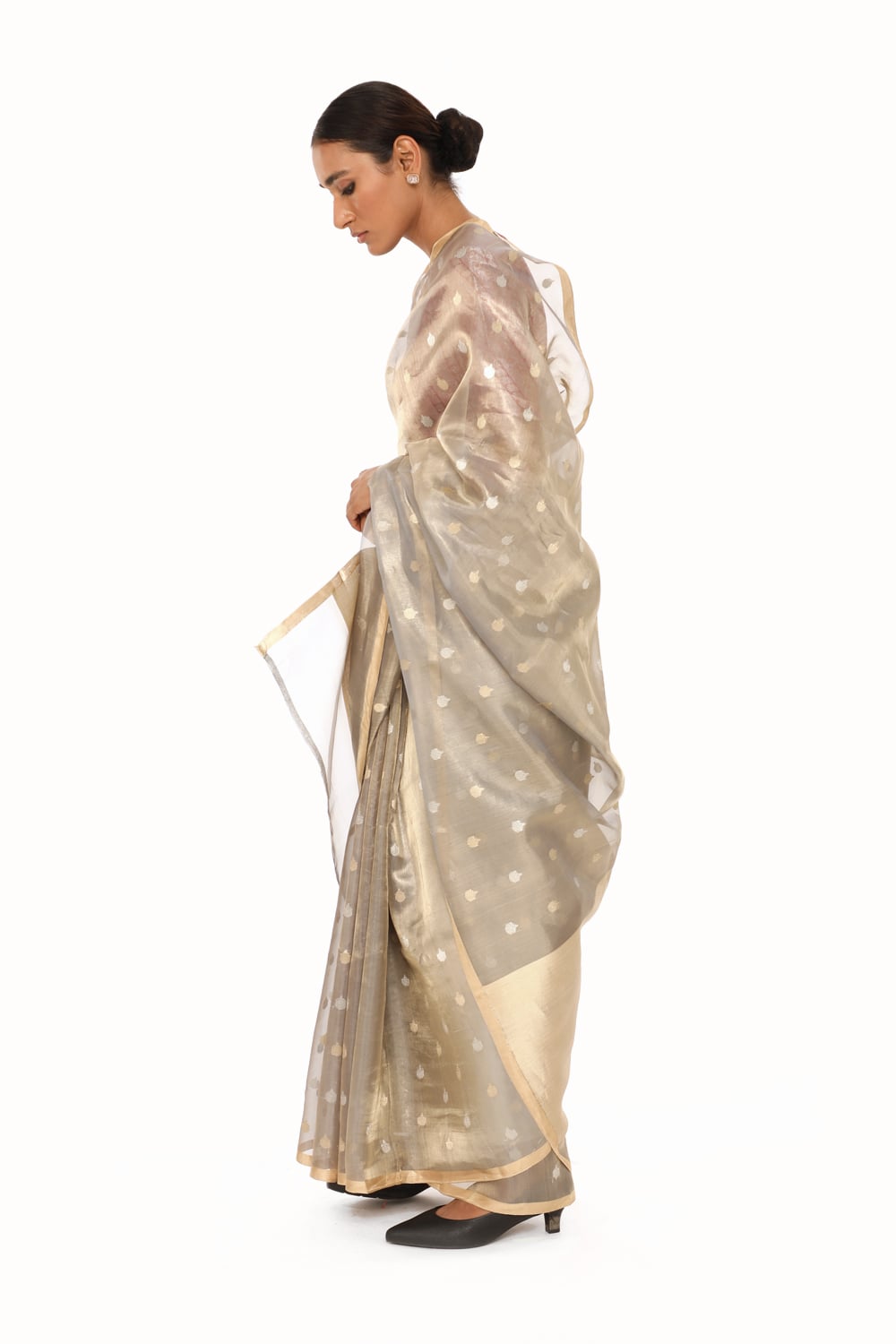 BOA - Grey Organze Tissue Saree