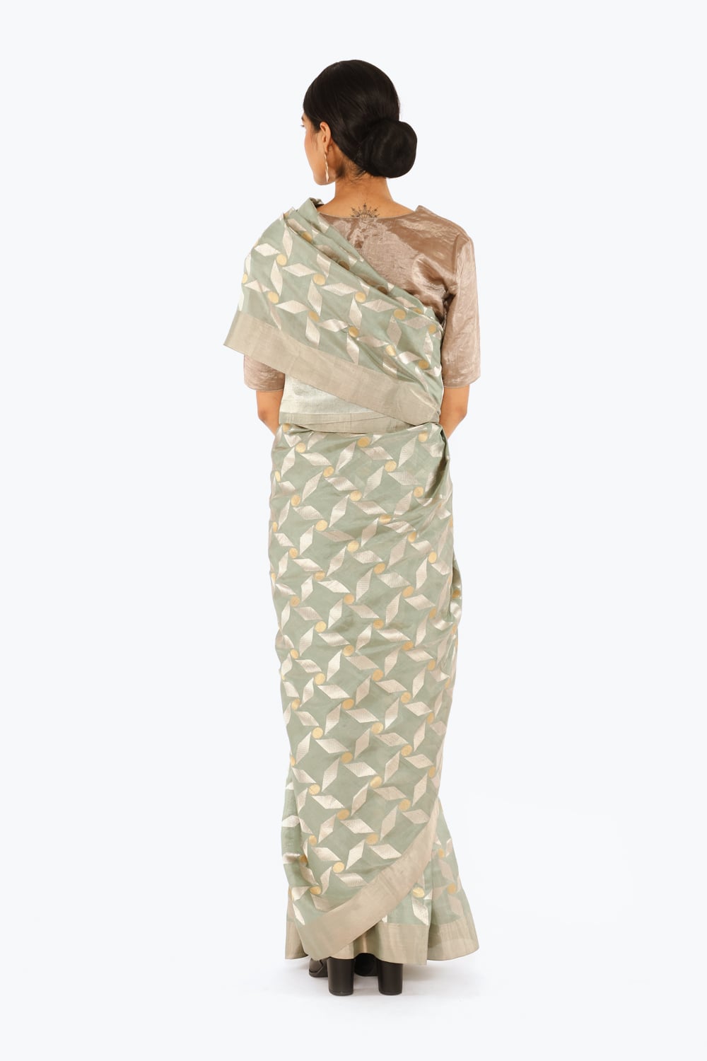 BOA - Beige Chanderi Silk Tissue Saree