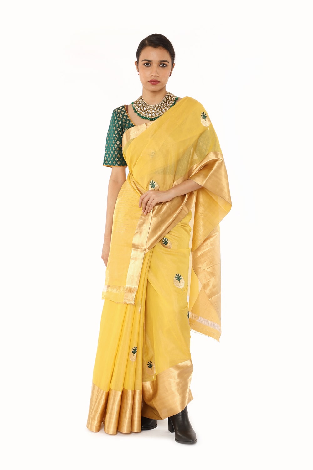 BOA - Mustard Cotton Tissue Saree