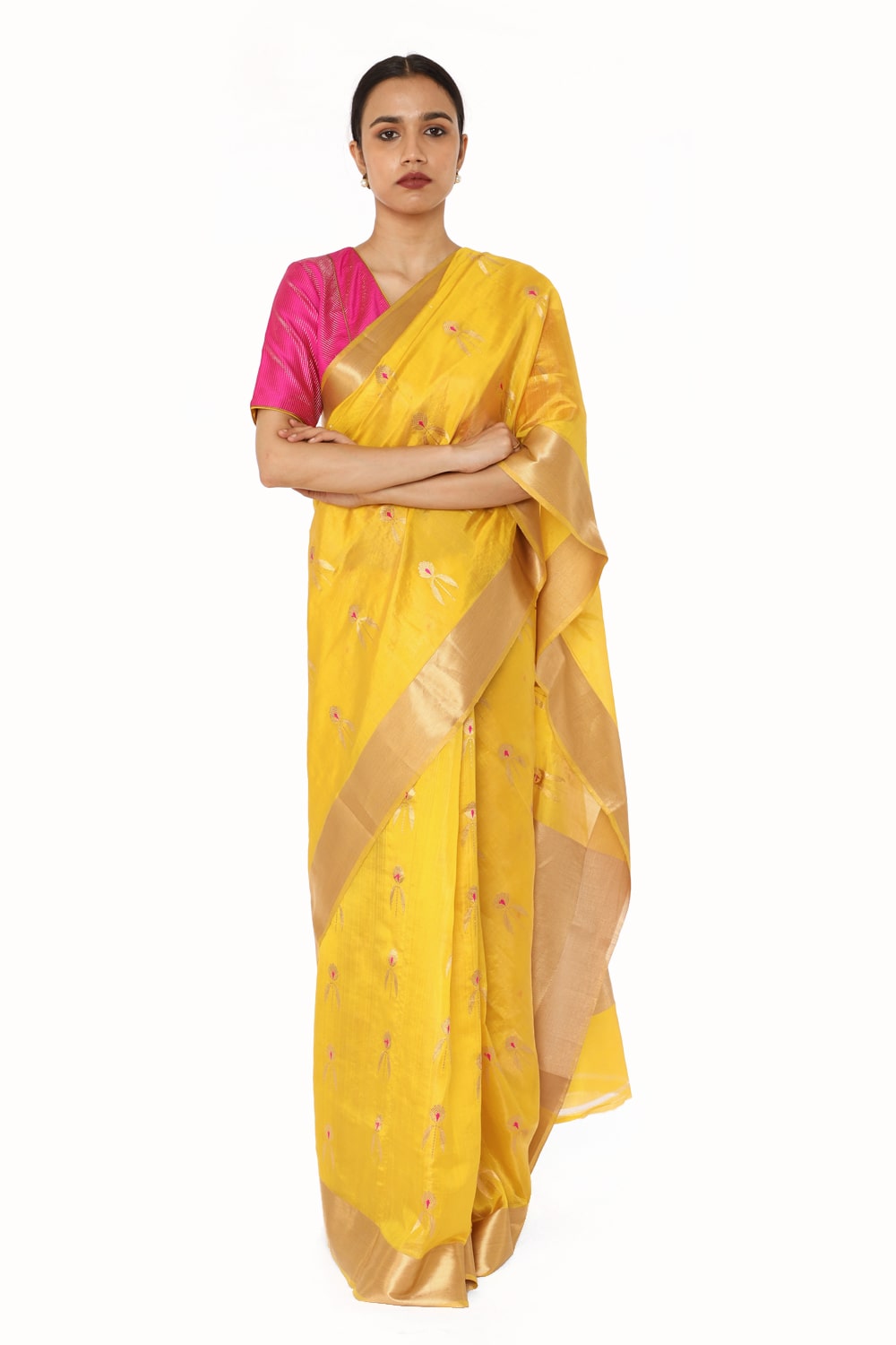 BOA - Mustard Organza Tissue Saree