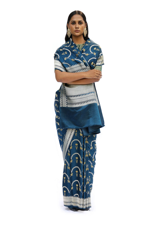 PRAKRITI – teal blue saree