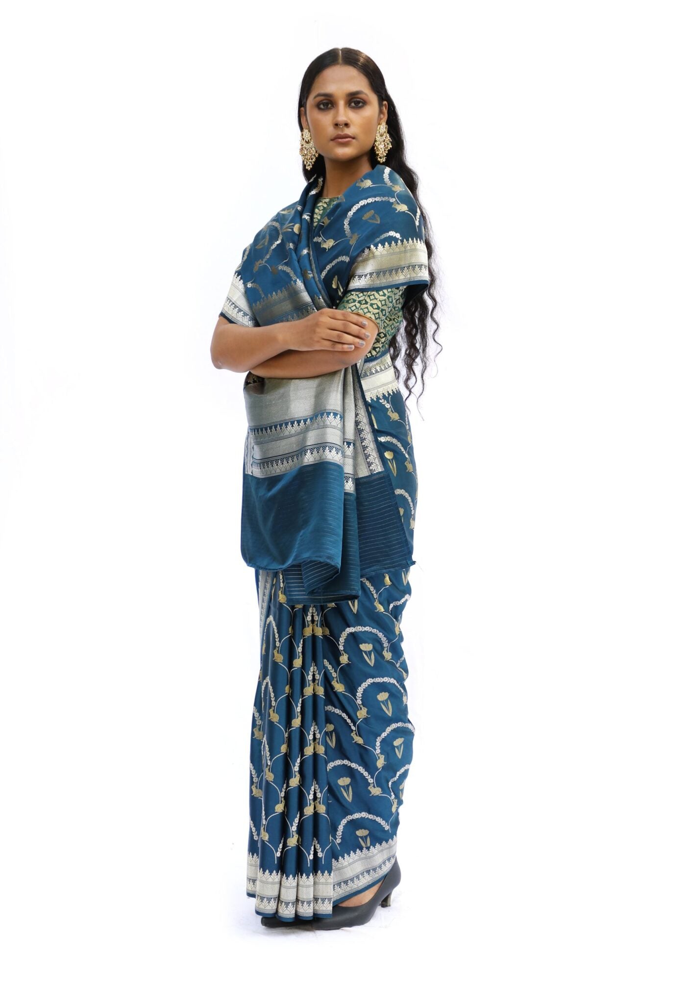 PRAKRITI – teal blue saree