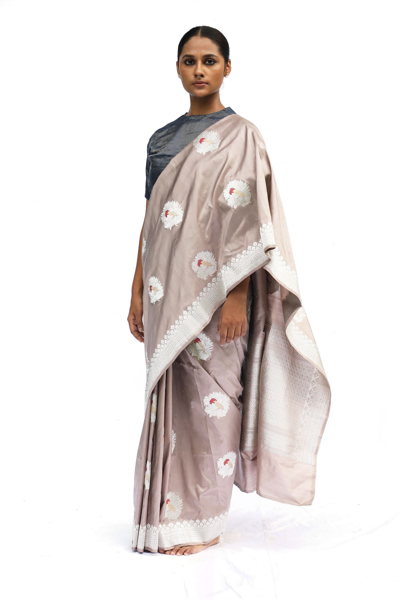 GAURAIYA - Beige Katan Silk Saree