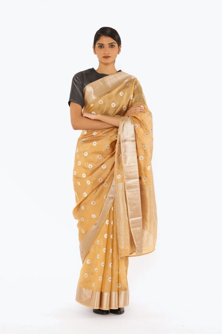 Ella - Golden Beige Saree