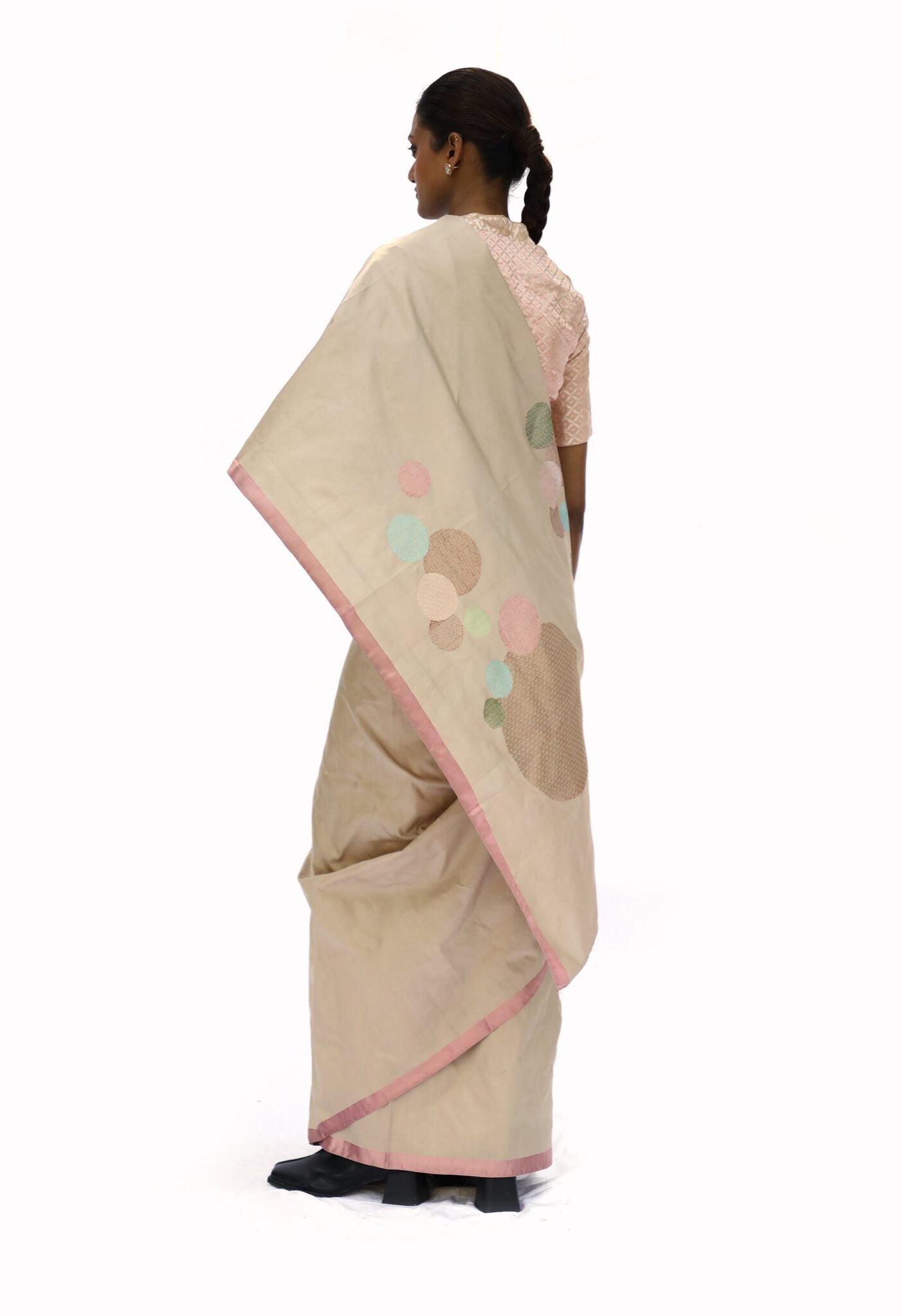 Iconic -Beige Katan Silk Saree