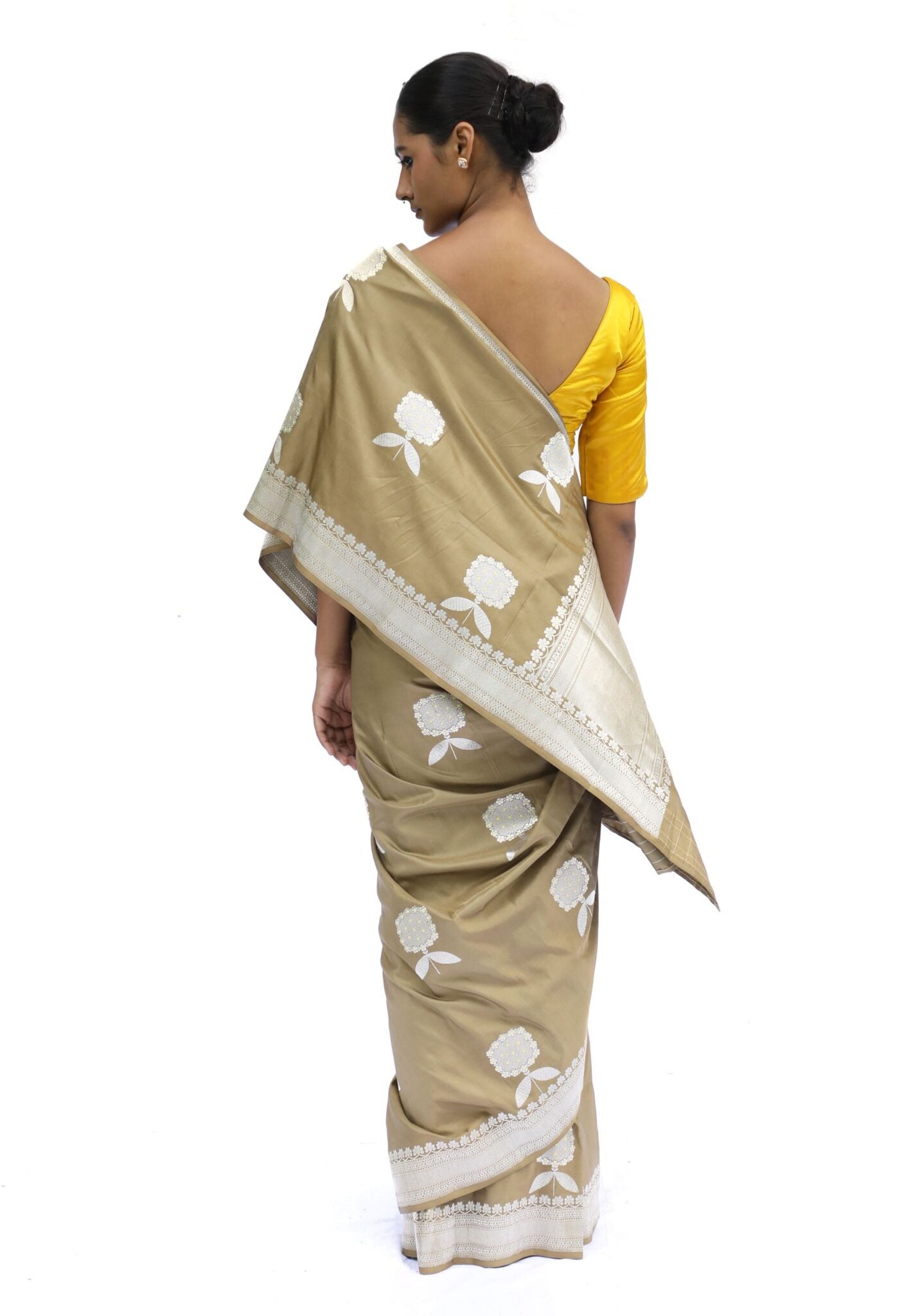 PHOOLIJAAN - beige katan silk saree