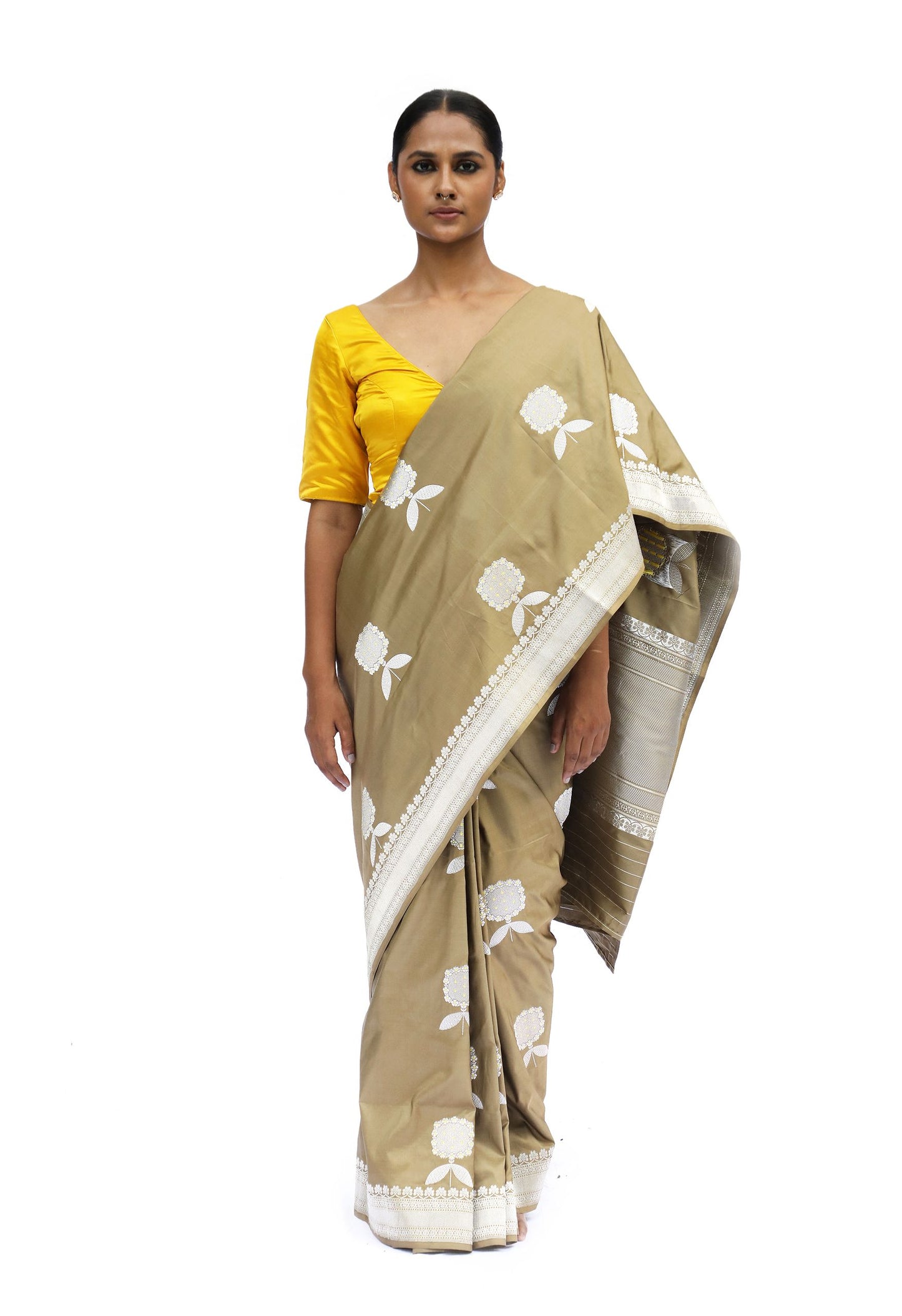 PHOOLIJAAN - beige katan silk saree