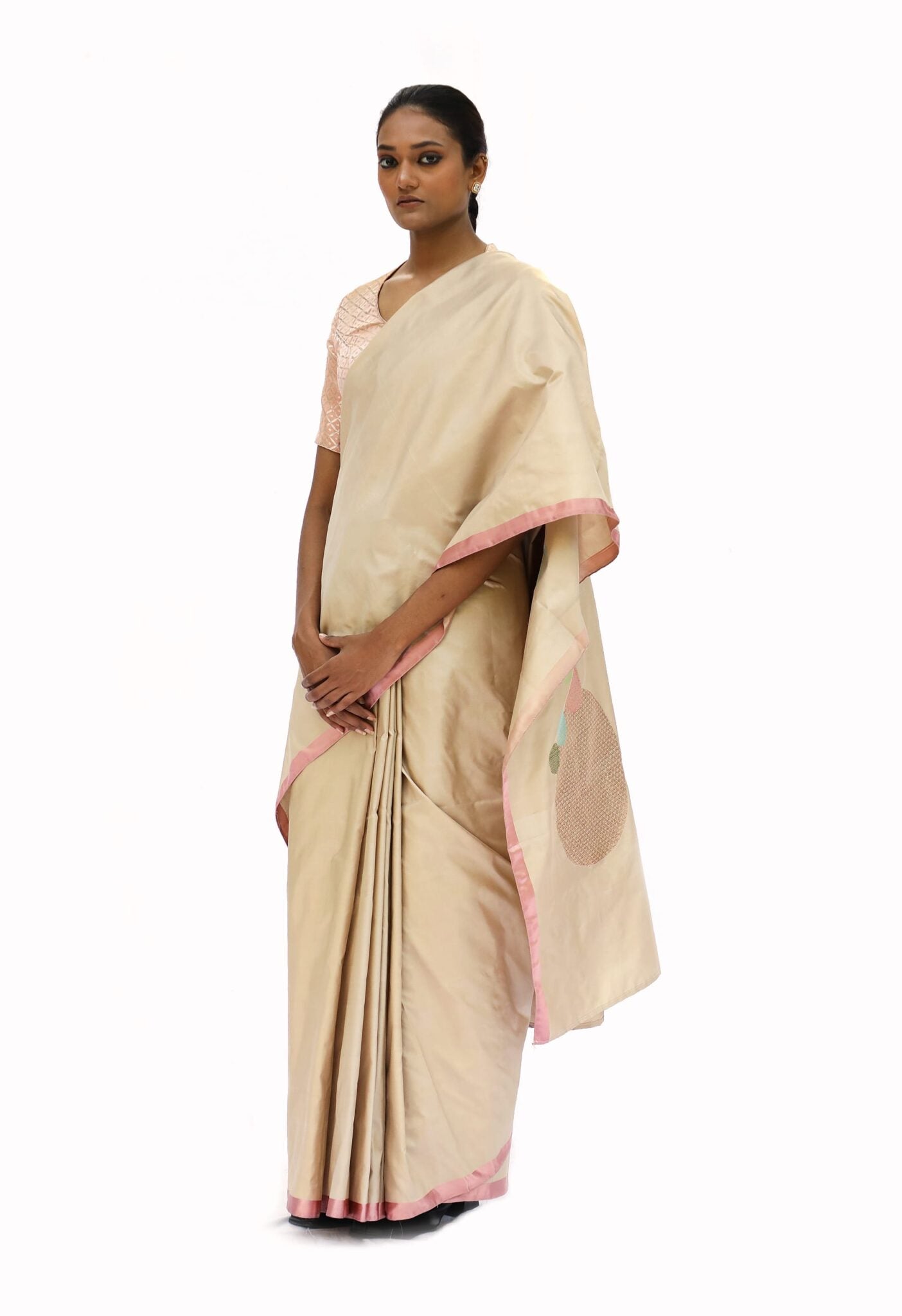 Iconic -Beige Katan Silk Saree