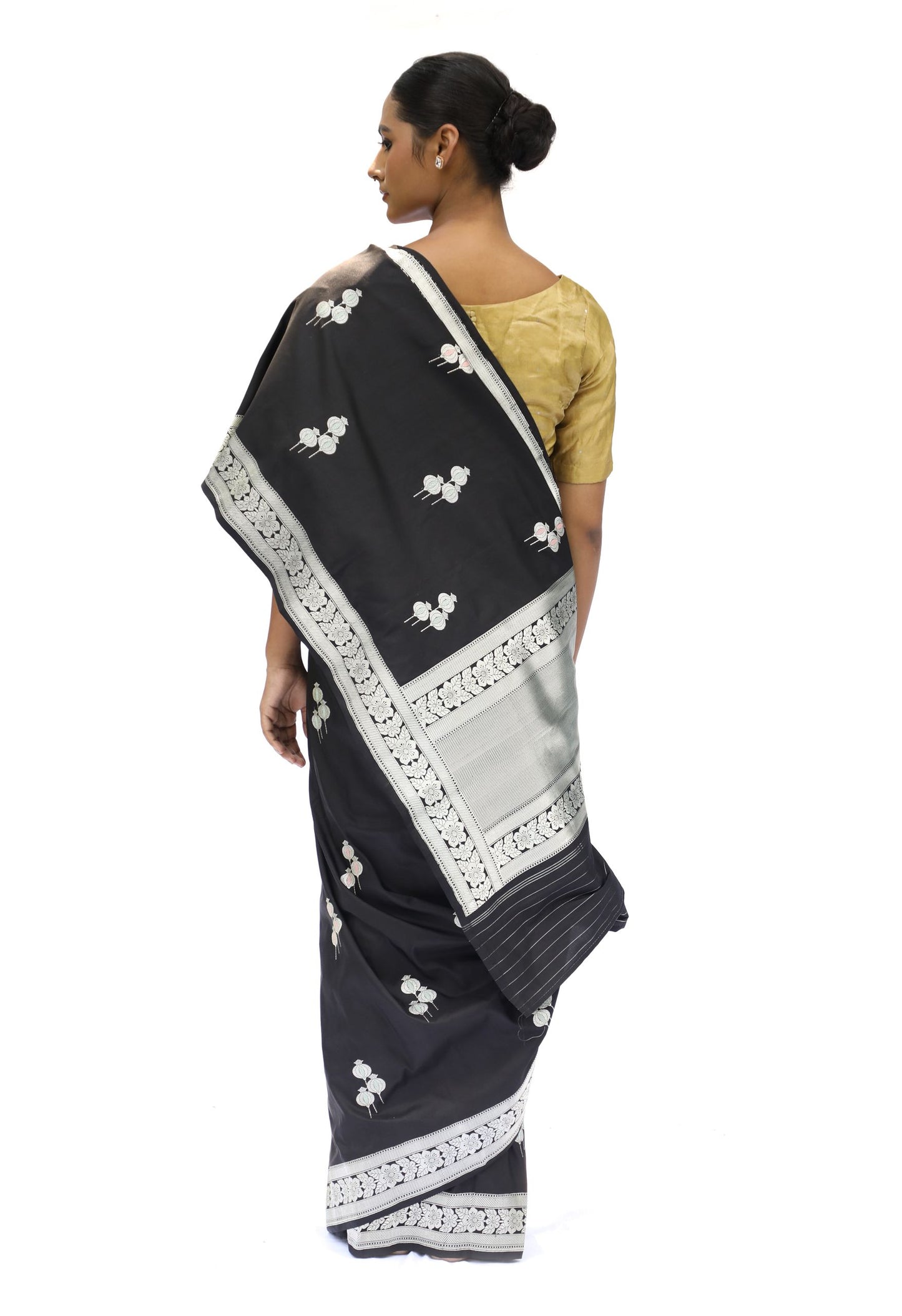 MALAR - black katan silk saree