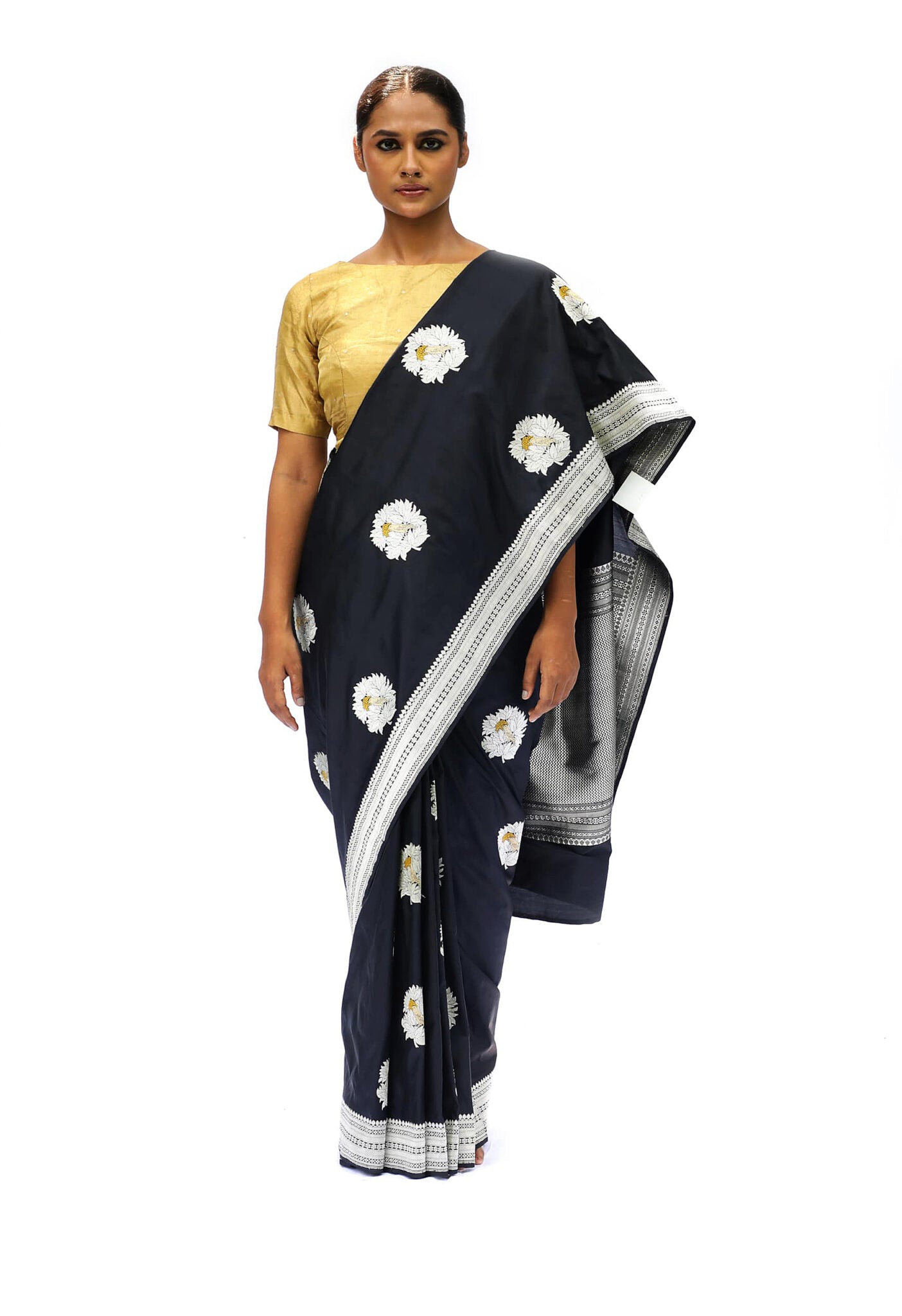 NALA - Black Katan Silk Saree