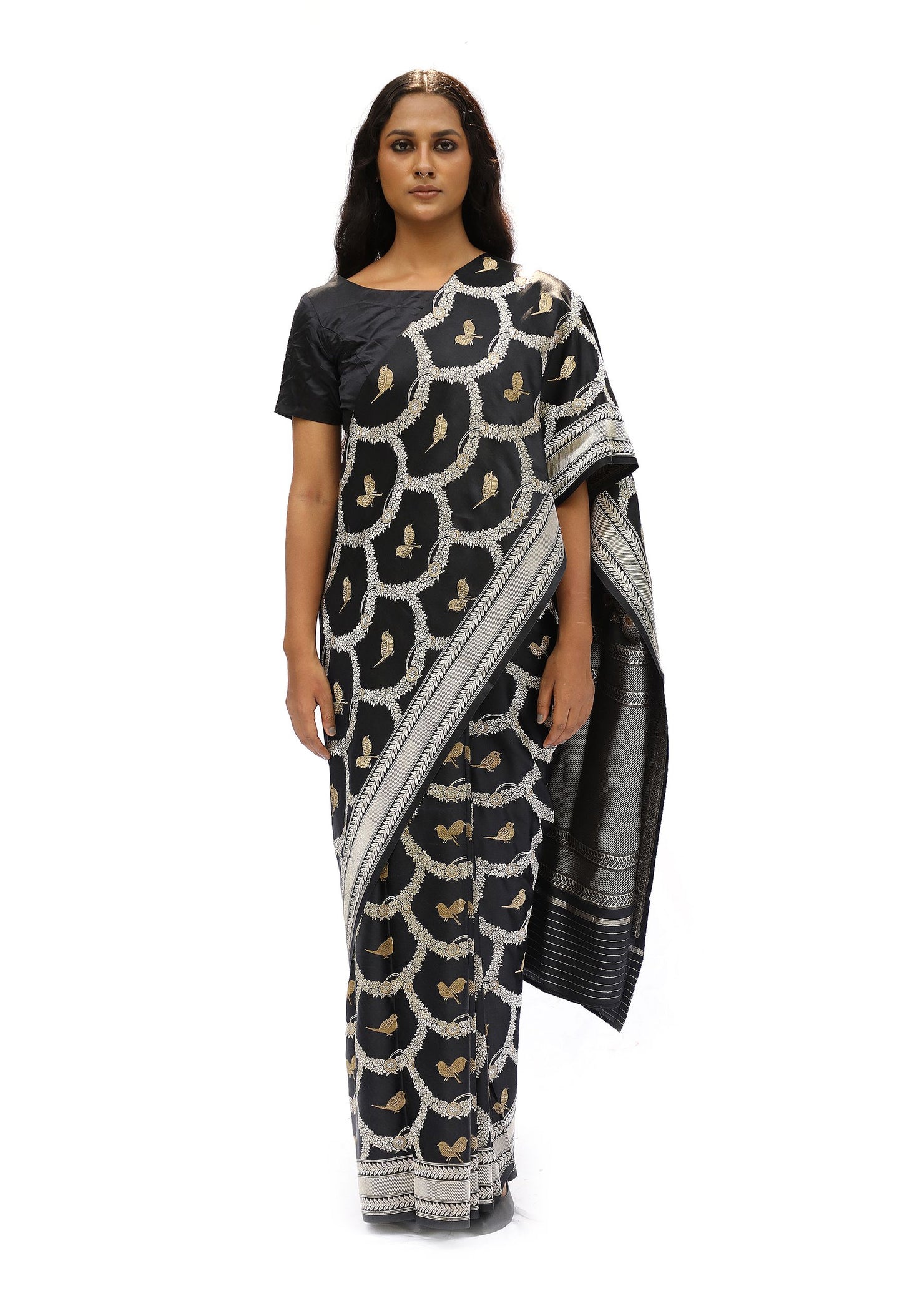 CHIDIYA – black katan jaal silk saree