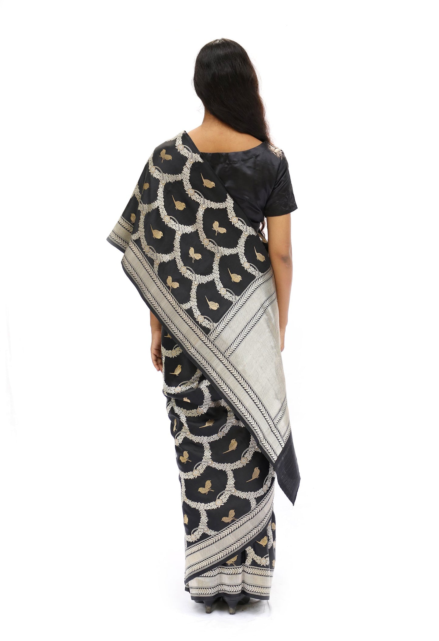 CHIDIYA – black katan jaal silk saree