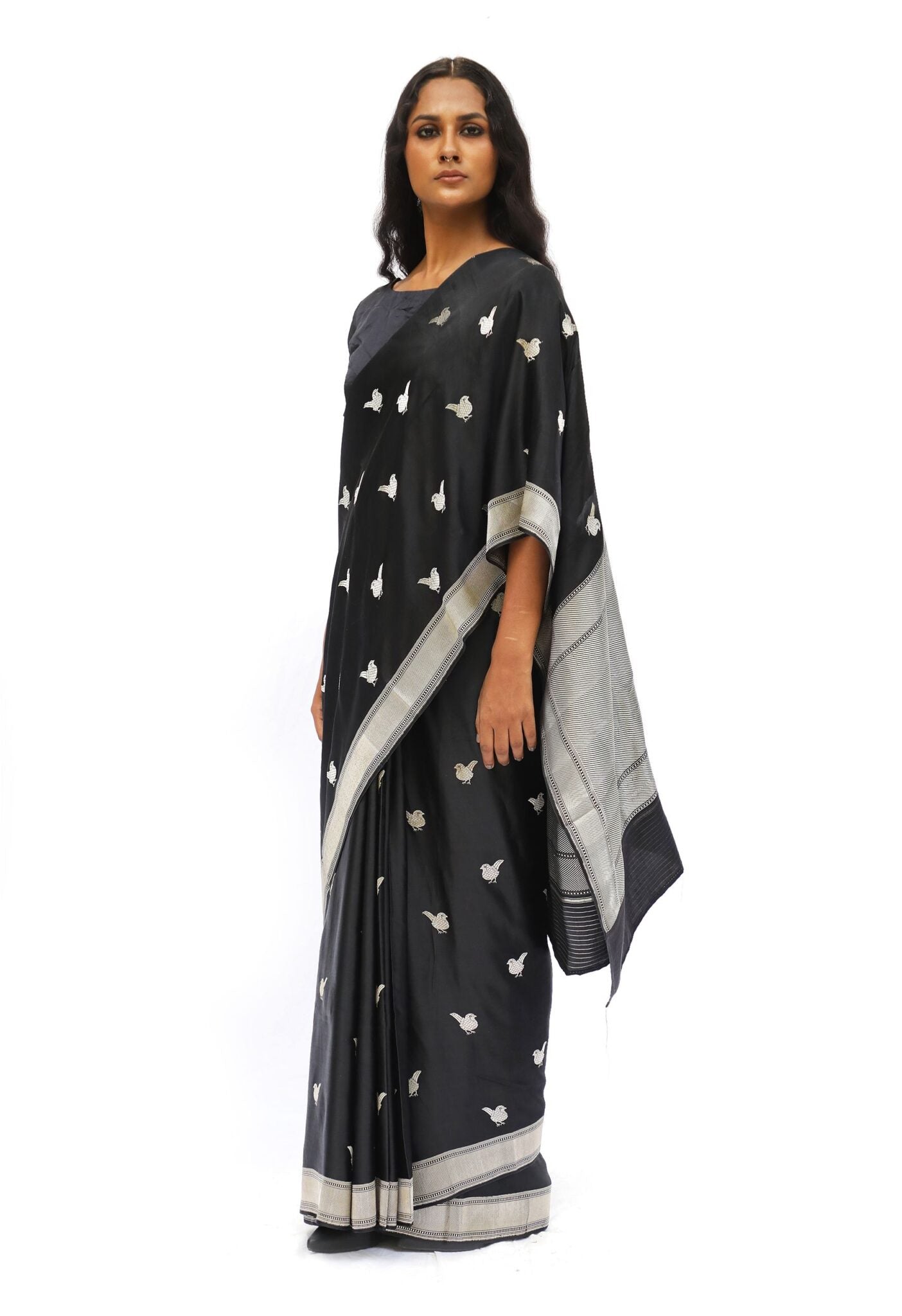 CHIDIYA – black katan silk saree