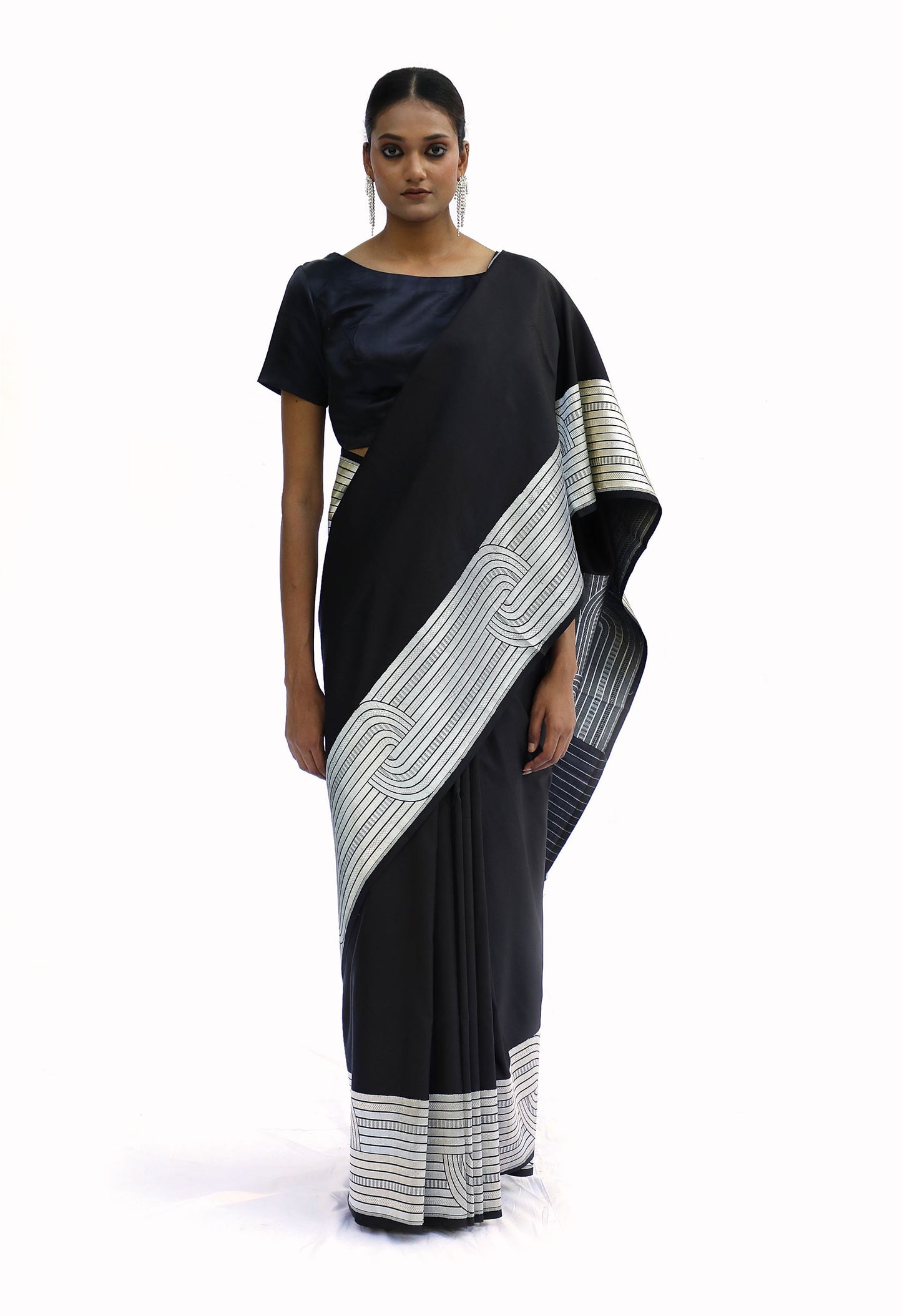 DIVIJA - black katan silk saree