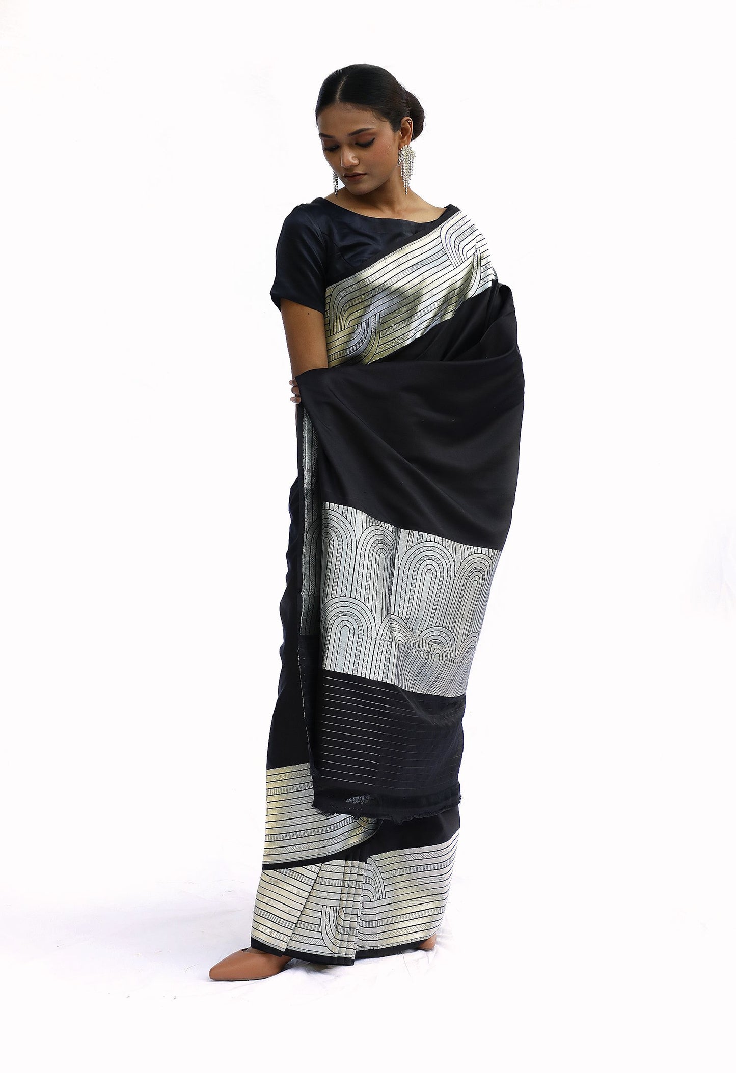 DIVIJA - black katan silk saree