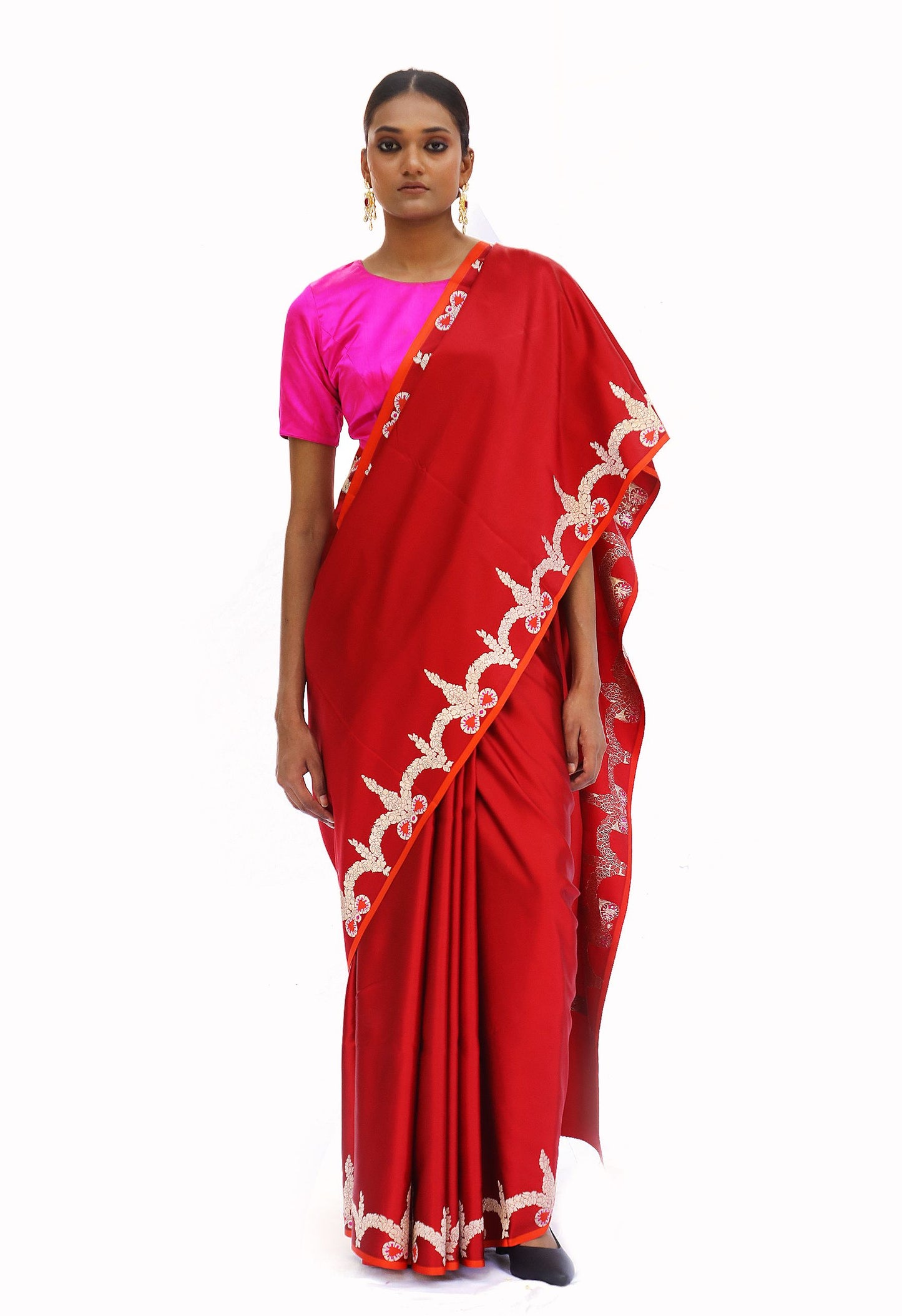 ANSHUL - red katan silk saree