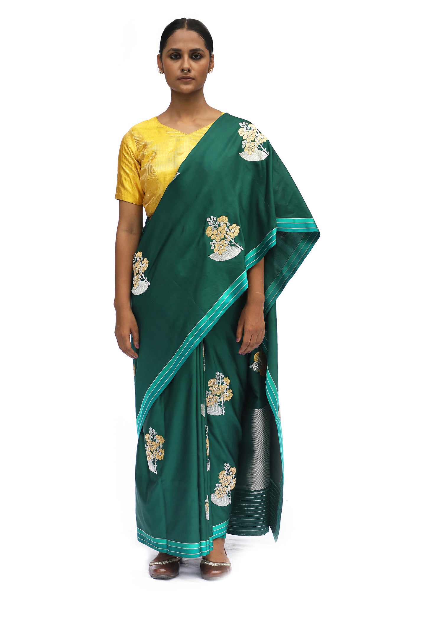 Prakriti - Bottle Green Katan Silk Saree