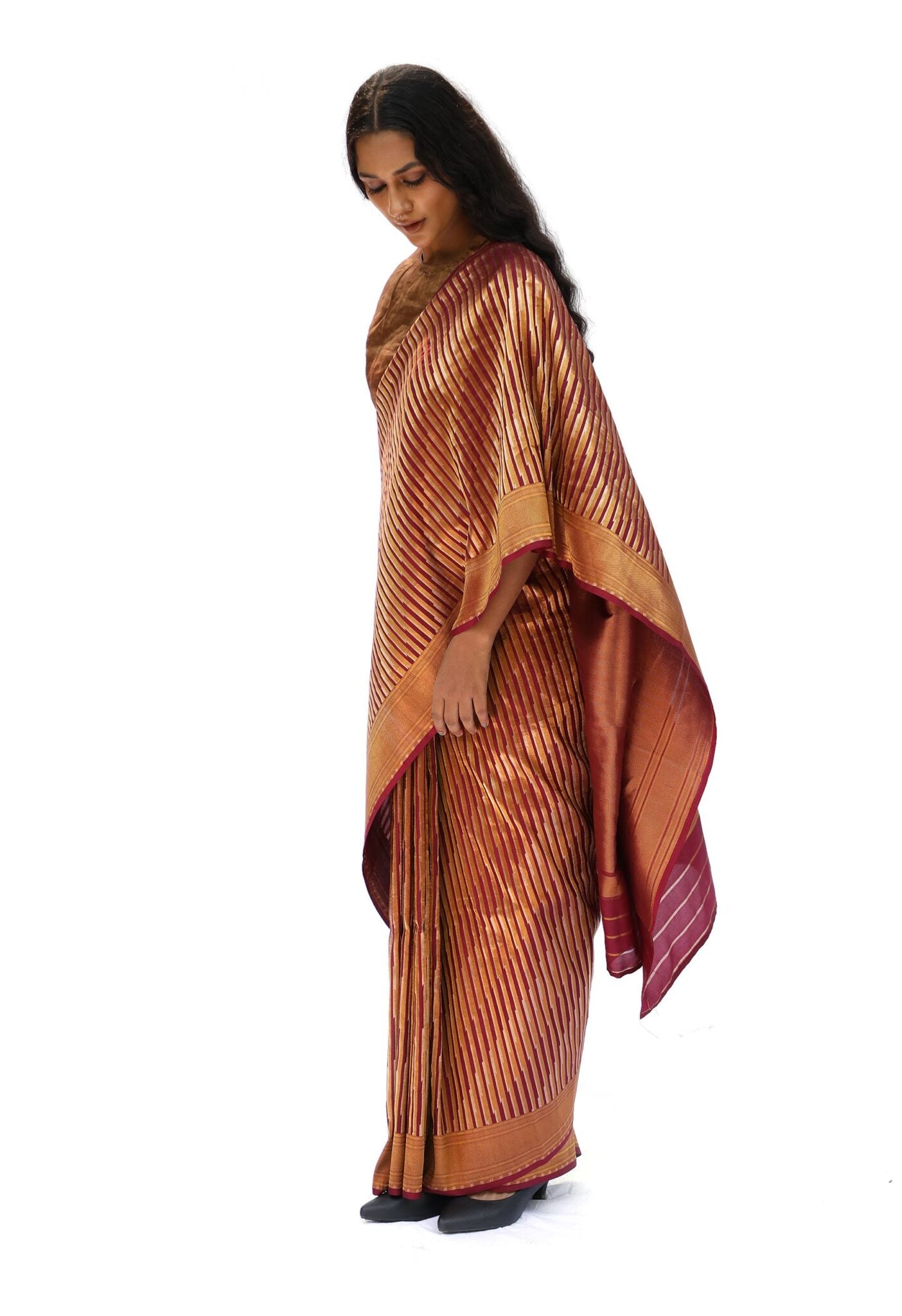 ADVAITA – copper red saree