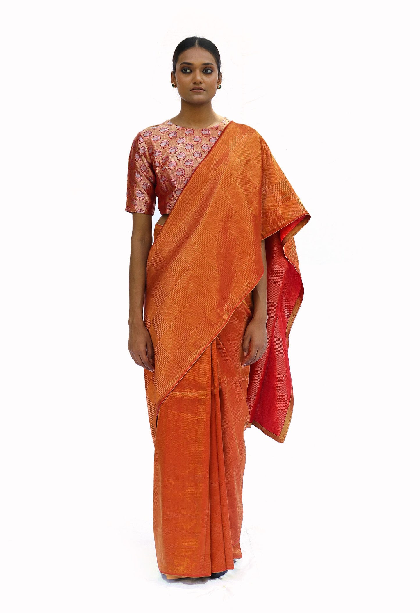 LEELA - brick red mashru saree