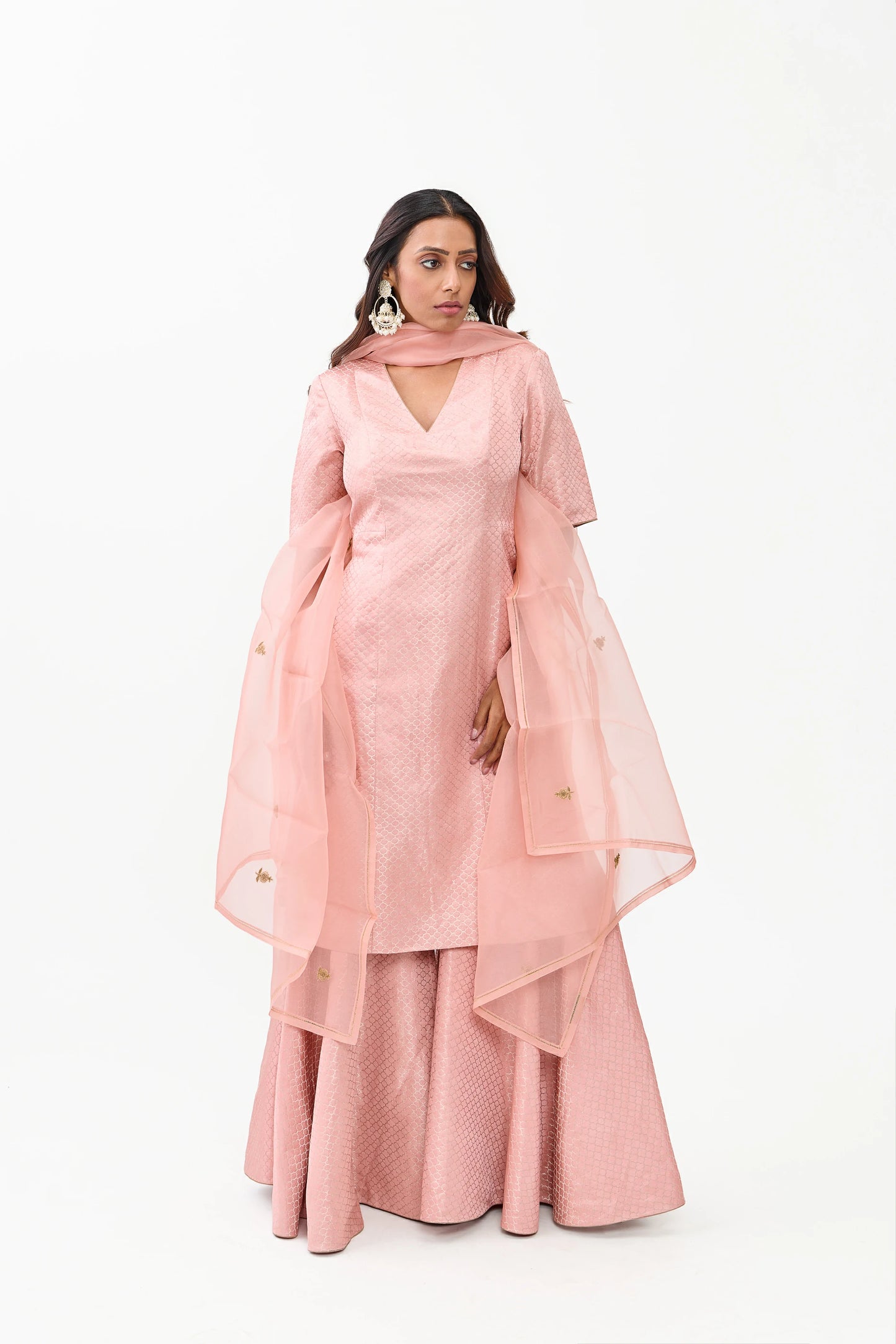 Nikhat Satin Brocade Sharara Silver Zari