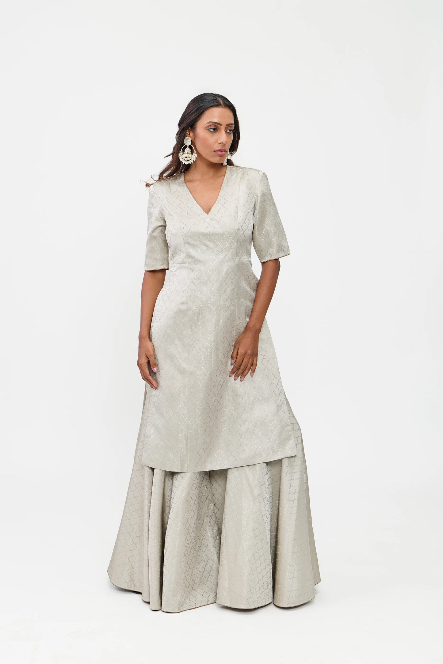 Manisha Varanasi Satin Brocade Sharara Silver Zari