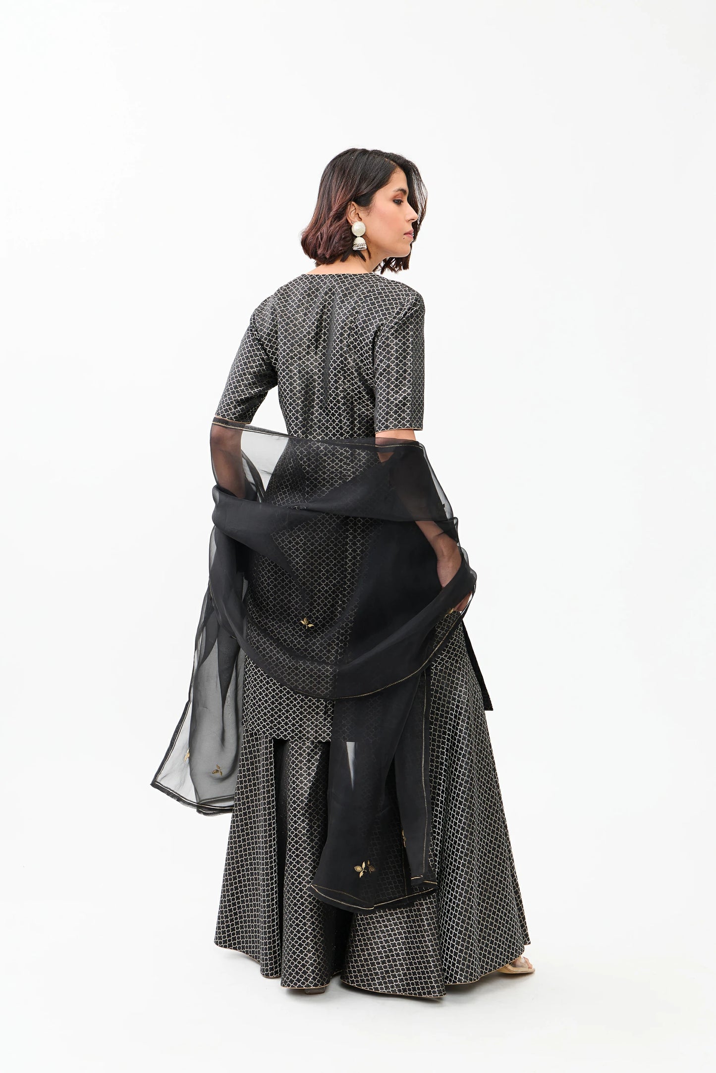 Nikhat Satin Brocade Sharara Silver Zari