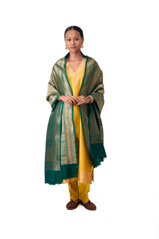 Bottle Green Katan Silk Dupatta