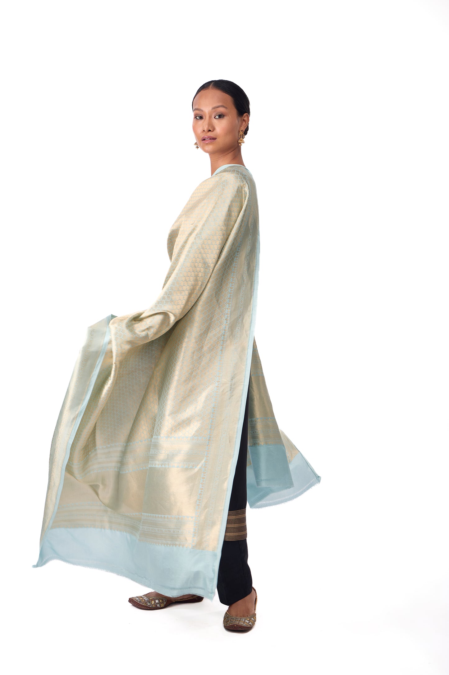 Sea Green Katan Silk Dupatta