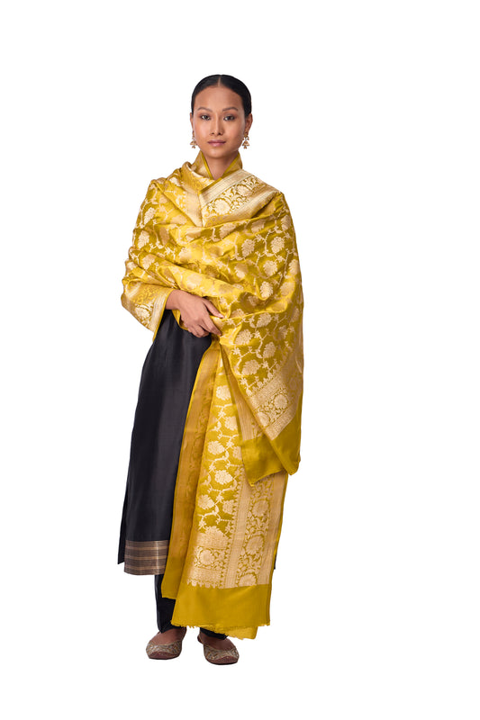 Mustard Satin Jaal Dupatta