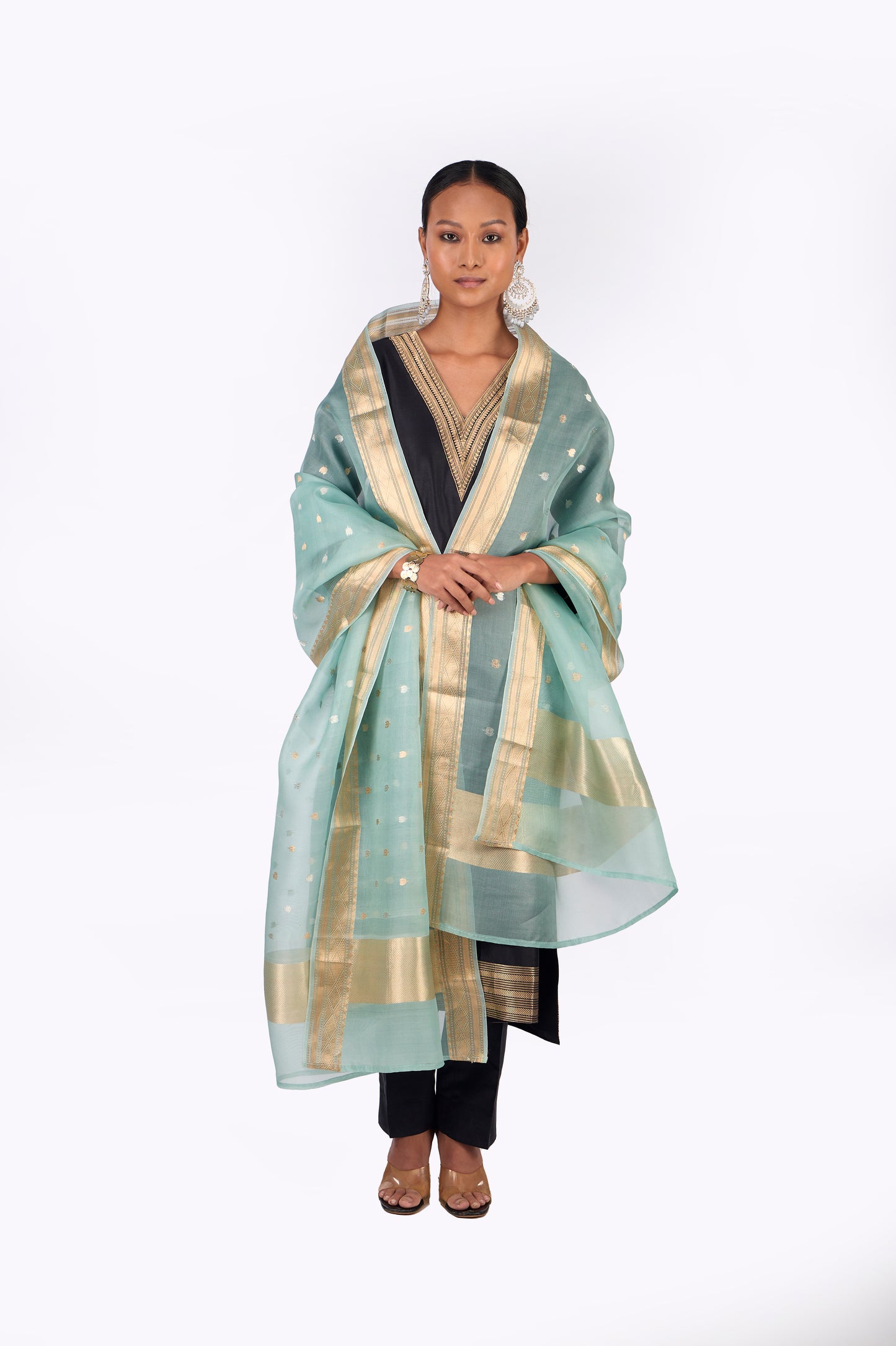 Sky Blue Organza Dupatta