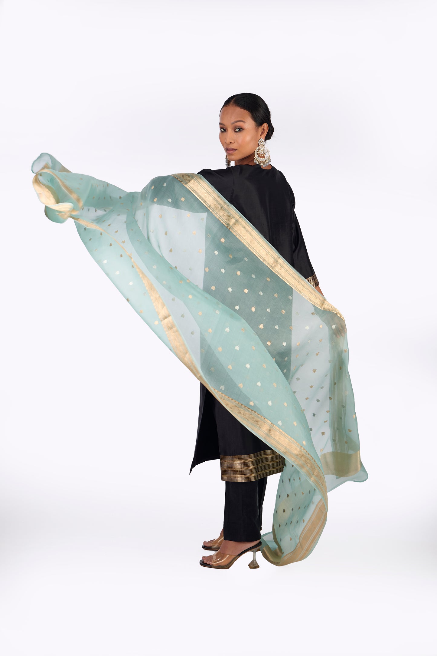 Sky Blue Organza Dupatta