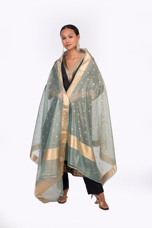 Blue Organza Dupatta