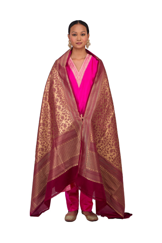 Wine Silk Dupatta