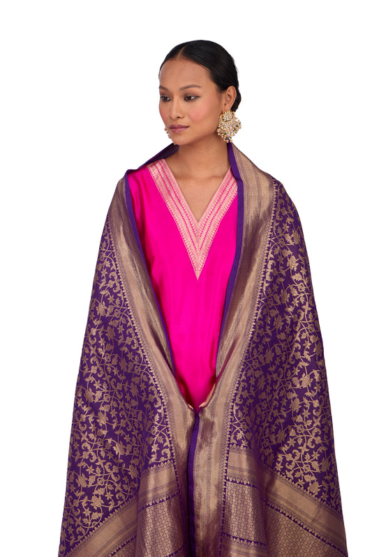 Purple Silk Dupatta