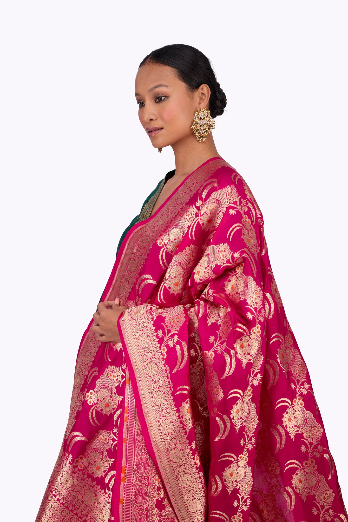 Pink Katan silk Jaal Dupatta