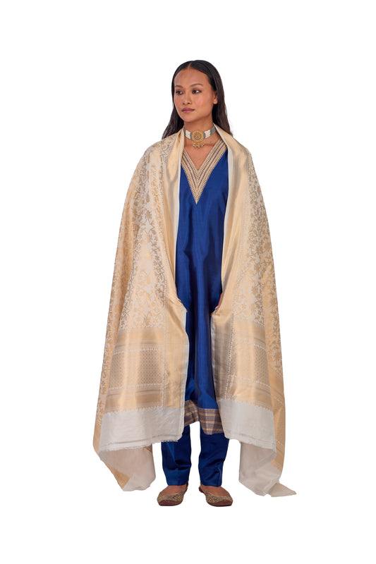 Off White Silk Dupatta