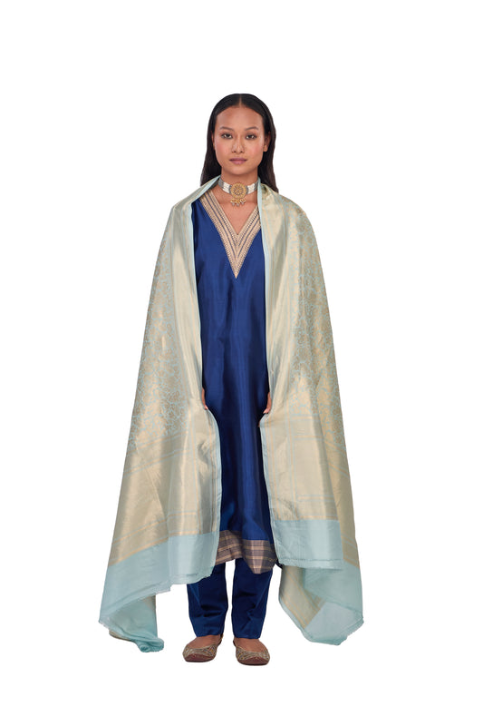 Sky Blue Katan silk Dupatta