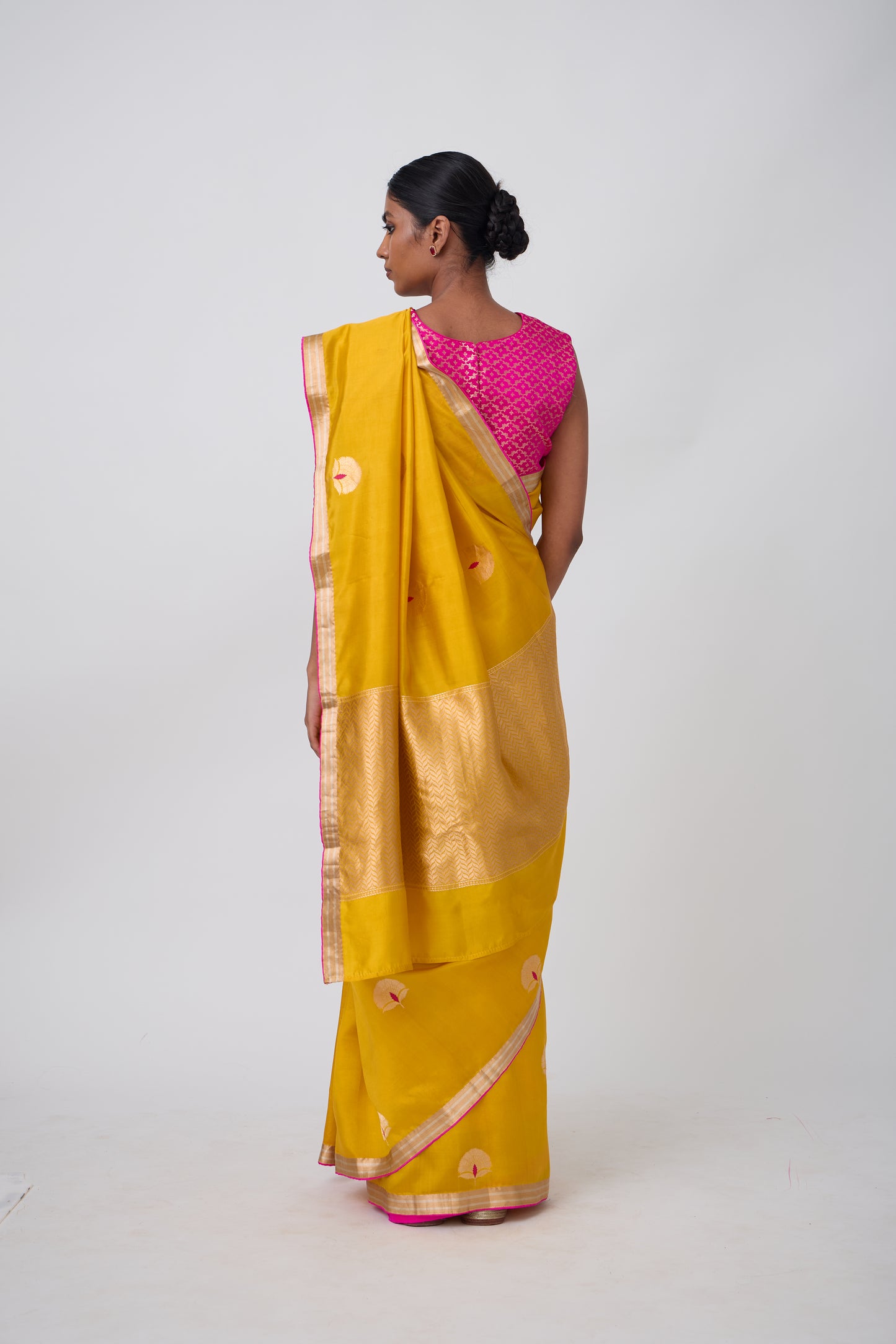 Booti - Mustard Silk Saree