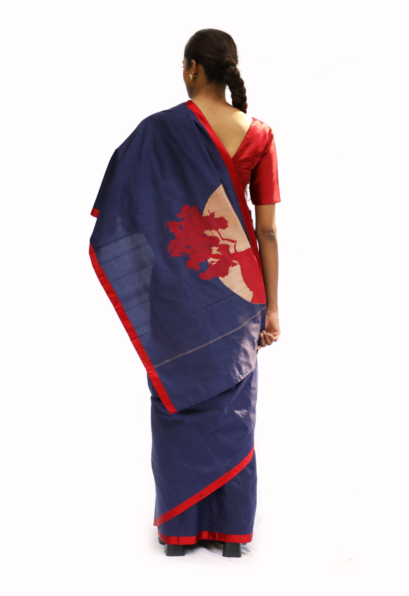 CHAND - navy blue katan silk saree