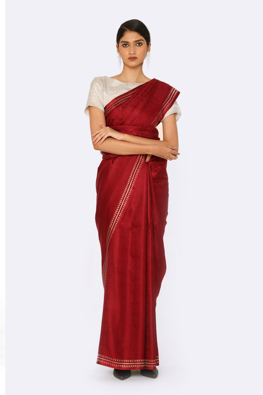 AJARA – deep wine gajji silk saree