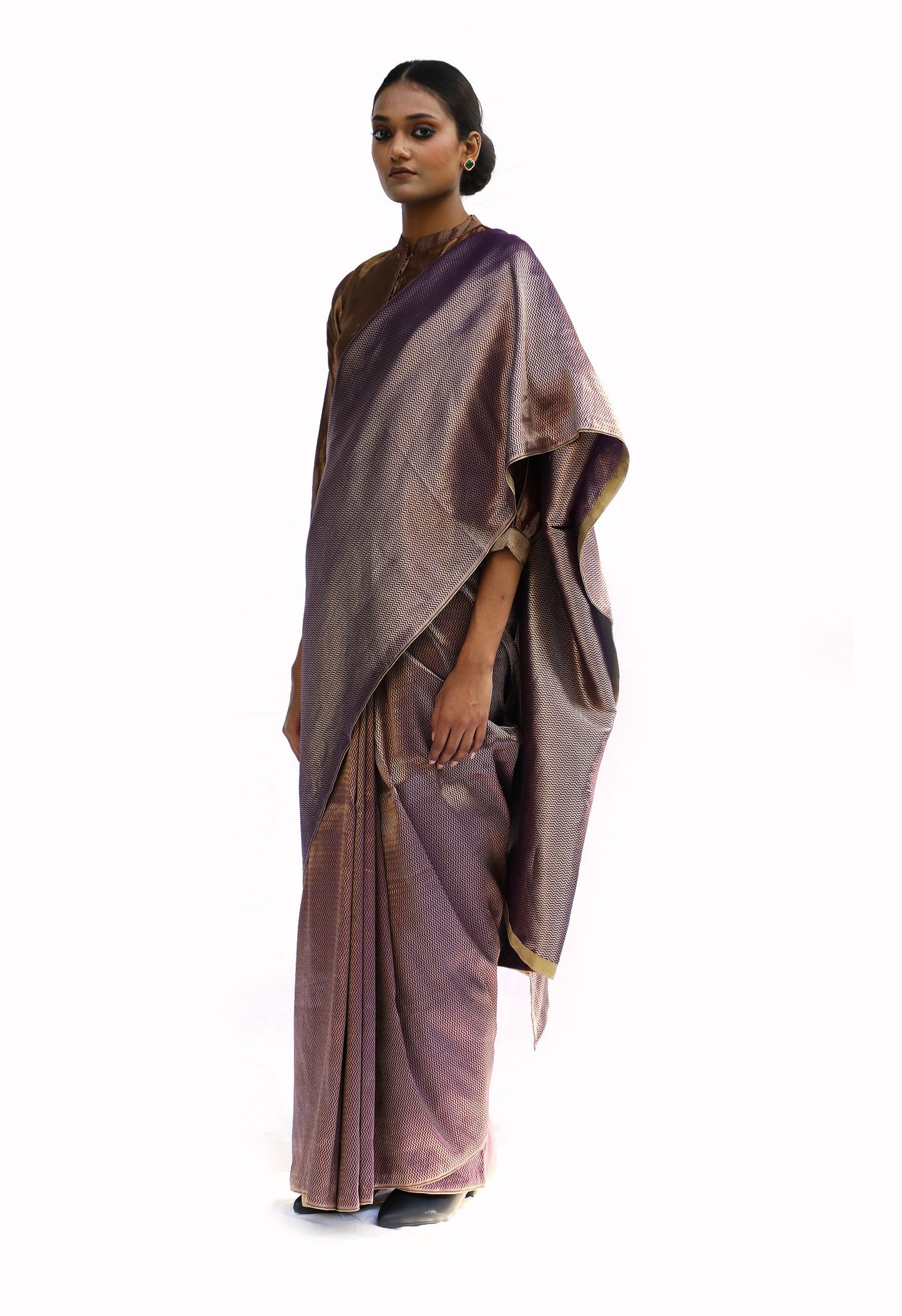 LEELA - dark mauve mashru saree