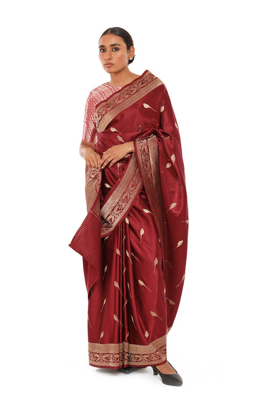 GURAIYA- wine silk saree