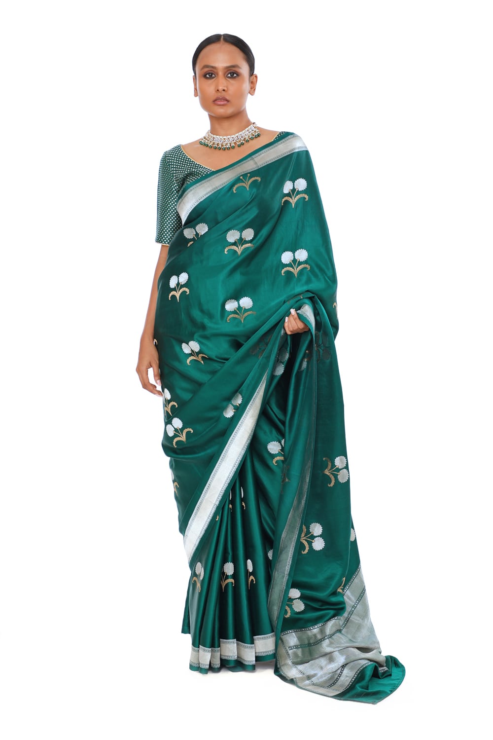 Dhara - Emerald Green Saree