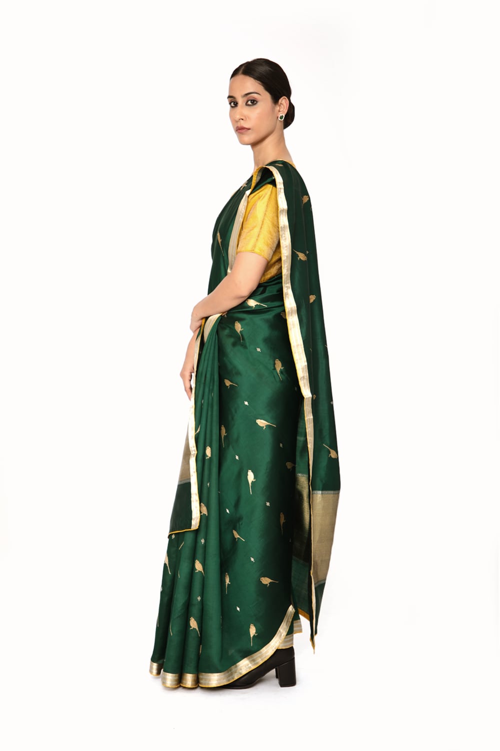 GAURAIYA -  emerald green silk saree