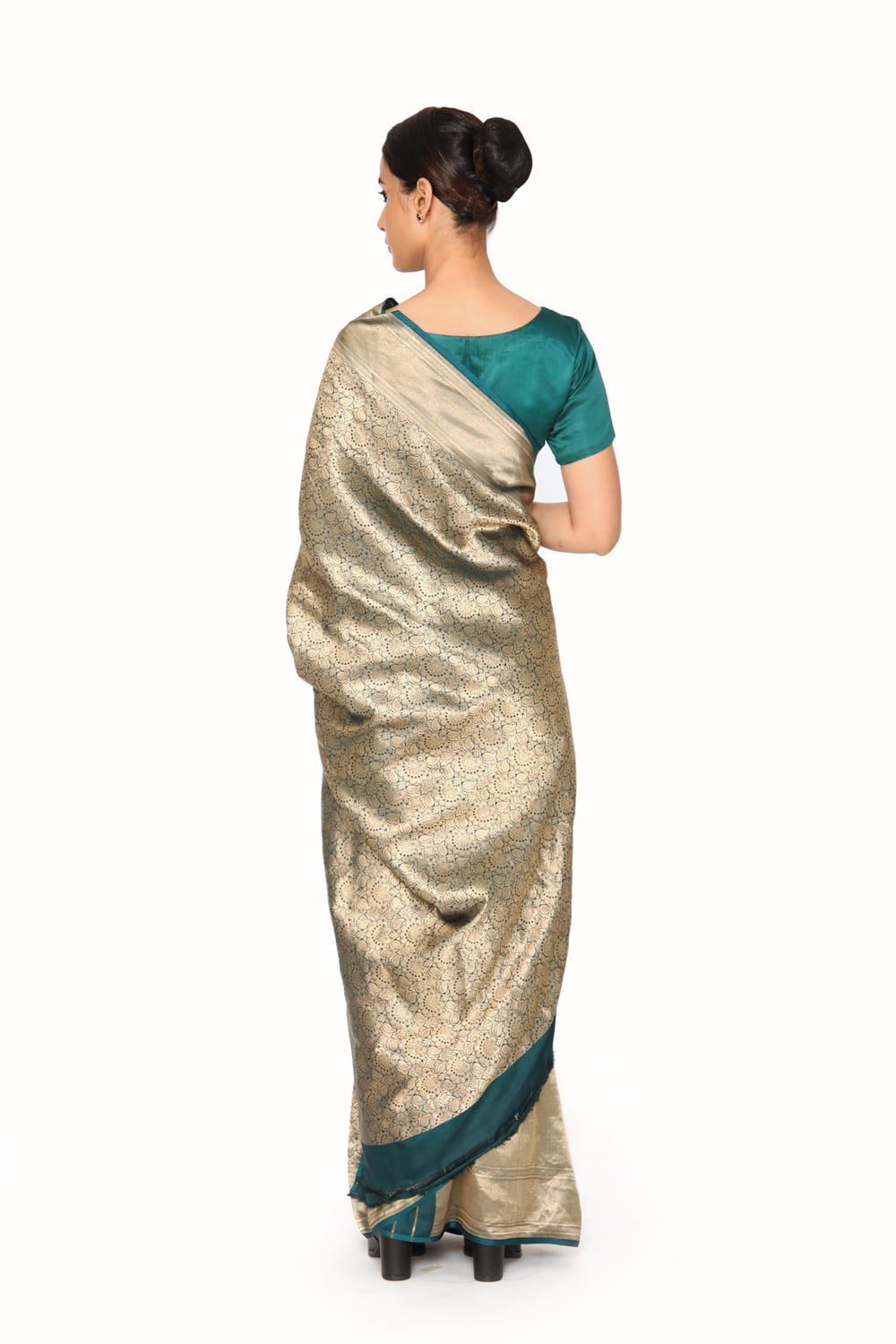 DHARA - moss green embossed saree